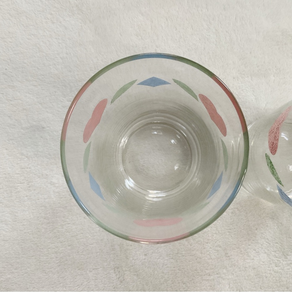Vintage Corelle Quilt Heart Tumblers Set of 2 Pink Patchwork Glasses - Picture 6 of 11